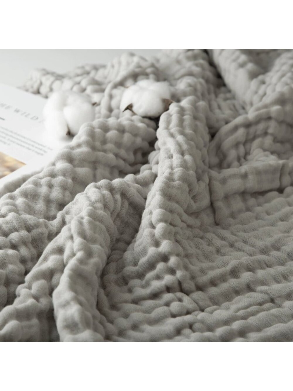 The Fleece Company Gray Muslin Cotton Blanket 53" x 45"
